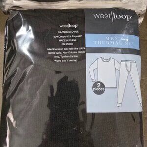 New Men's 2pc Thermal Set XL/XXL Black Long Johns Base Layer Winter